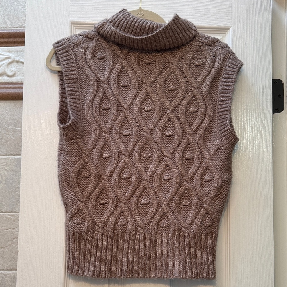 Sincerely Jules Taupe Cable Knit Turtleneck Sweater